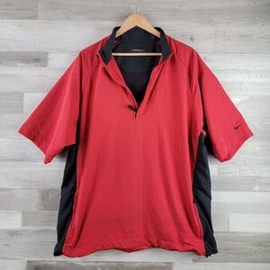 Y2K Nike Golf Red, Black Windbreaker ¼ Zip Vented Pullover Jacket Mens Size XL